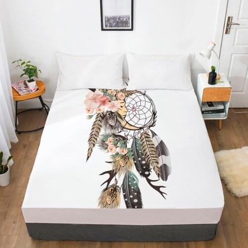 Elastic fitted sheet bed sheet With An Elastic Band 150/180/200/160*200 Mattress Cover Double Bed cover White dream catcher