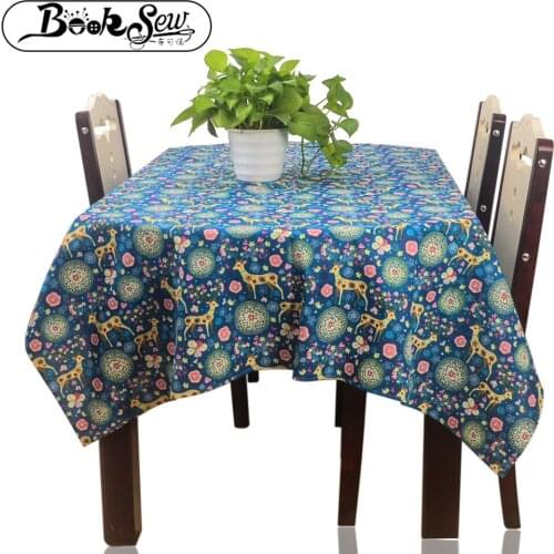 Booksew Christmas Deer Rectangular Tablecloth Thick Cover Linen Dining Round Table Cloth For Wedding Party Mantel Home Decor