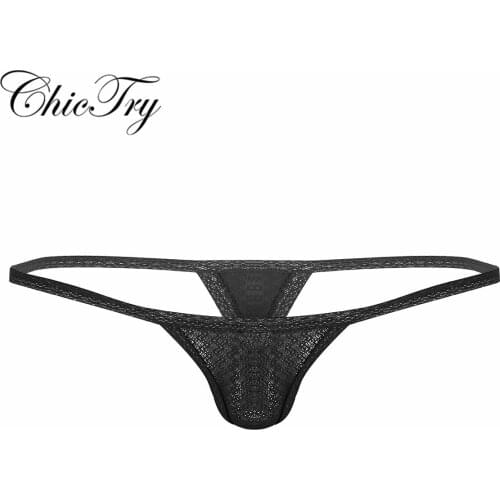 Sexy Male Mens Lingerie Triangle Panties Mesh Low Rise Stretchy Mini Bikini Thongs G-String Nightwear Underwear Underpants