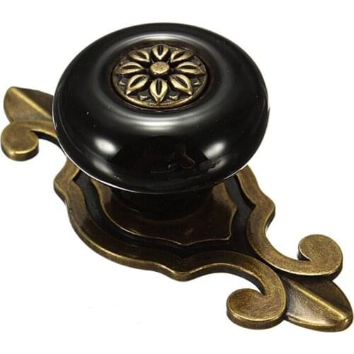 Vintage Ceramic Door Knobs Drawer Cabinet Cupboard Wardrobe Pull Handle Black+Bronze