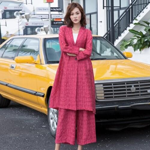 2021spring autumn women new wide-leg Cropped trousers high waist drape casual fashion temperament western style two-piece sets75