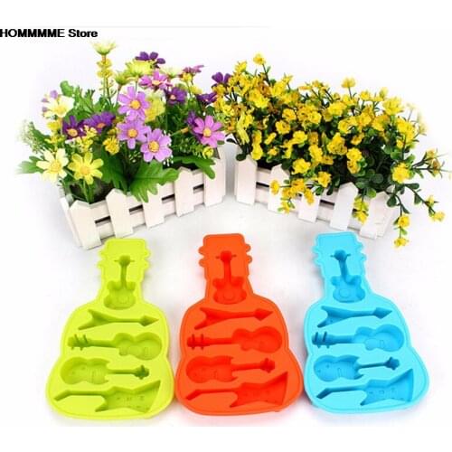 1PCS DIY Kitchenware Bakeware Tool Bass Guitar Shape Silicone Mold Jelly Chocolate Soap Cake Decorating