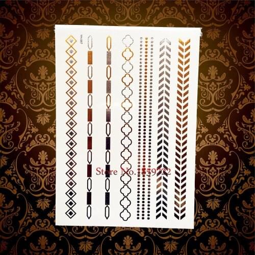 1PC Lovely Gold Plum Blossom Chains Design Waterproof Temporary Tattoos HYH-067 Sexy Girl Makeup Lower Arm Flash Tattoo Bracelet