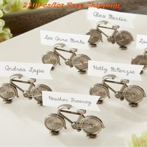 250 Pieces/lot) Bicycle Wedding Favor of antique Bicycle Place Card Holders For Bridal shower Party guest name Photo holders