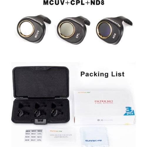 Newest 3Pcs ND8 + CPL Circular Polarizer + MCUV UV Camera Lens Filter Kit for DJI Spark for DJI SPARK Drone Accessories