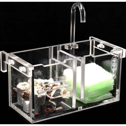 3 in 1 Acrylic Filter Box External Hanging Water Purifier for Aquarium Fish Bowl
