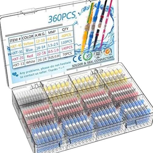 360PCS Heat Shrink Connectors Waterproof Solder Wire Connectors & Heat Shrink Butt Crimp Connectors - Electrical Connectors