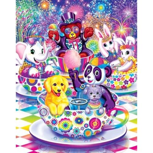 3d Diamond Painting Cross Stitch "Small animals in the cup" Mosaic 5D Diy Diamond Embroidery Home wall sticker decoration