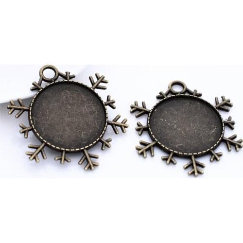 4pcs 25mm Inner Size Antique Bronze Plated Snow Style Cabochon Base Cameo Setting Charms Pendant