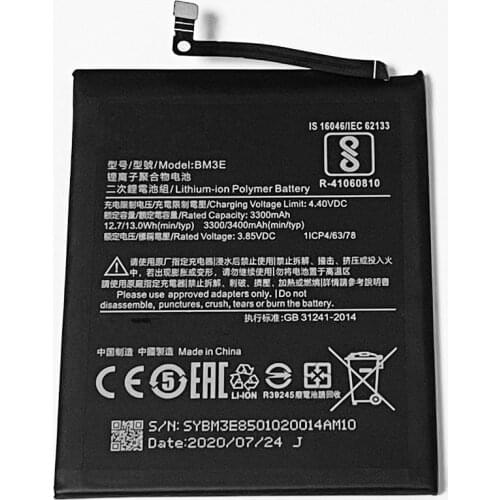 3.85V 3400mAh BM3E For Xiaomi Mi 8 Mi8 M1803E1A M1803E1C Battery
