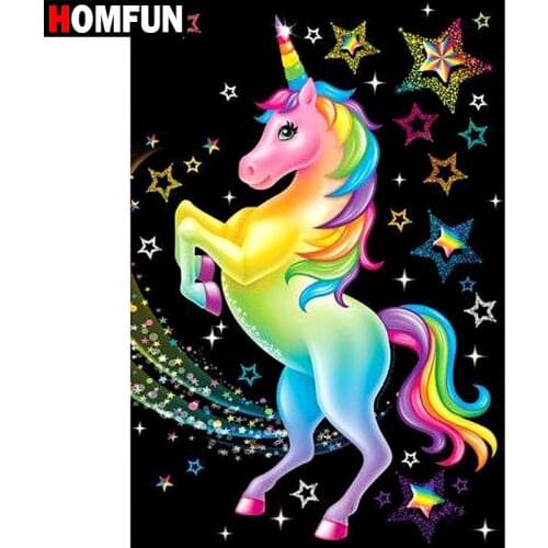 HOMFUN Full Square/Round Drill 5D DIY Diamond Painting "Cartoon unicorn" Embroidery Cross Stitch 3D Home Decor Gift A12408 BK001