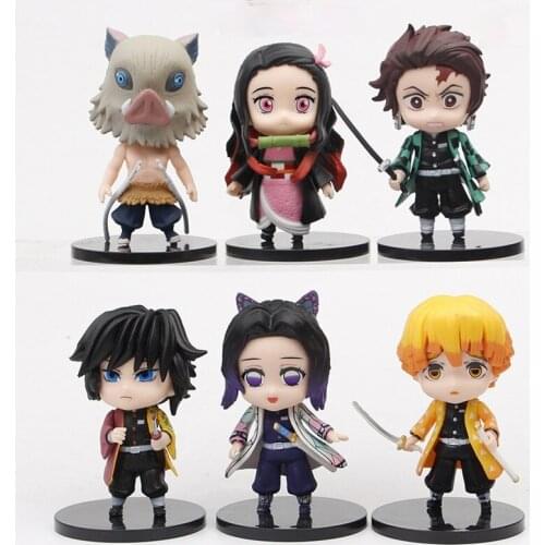 10cm Anime Demon Slayer Kimetsu no Yaiba Kamado Tanjirou Action Figure Agatsuma Zenitsu Nezuko PVC desk stand Model Toys