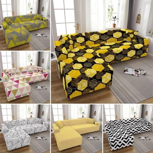 Geometric Combination Elastic Sofa Covers L Shape Stretch Couch Cover For Living Room Washable Dust-proof Slipcovers