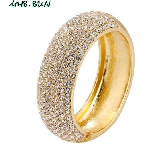 MHS.SUN Newest Women Fashion Crystal Bangles Exaggerated European Style Bangles Bracelets Baroque Jewelry For Female Gift Party