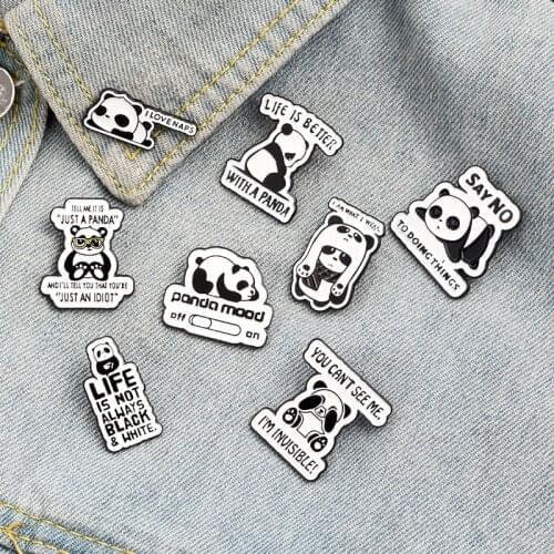 Cute Panda Brooches Jewelry Women Badges Cartoon Enamel Pins Gifts For Friends