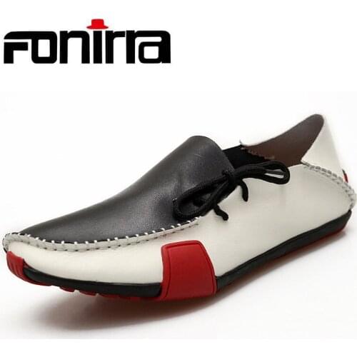 FONIRRA New Breathable Casual Mens Doug Shoes Big Size 38-47 Fashion Genuine Leather Casual Flats Casual Shoes for Men 162