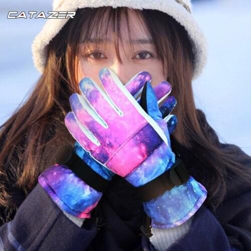 Men Women Kids Ski Gloves Winter Snow Thickened Warm Ultralight Waterproof Snowboard Gloves Motorcycle Snowmobile Riding Camping