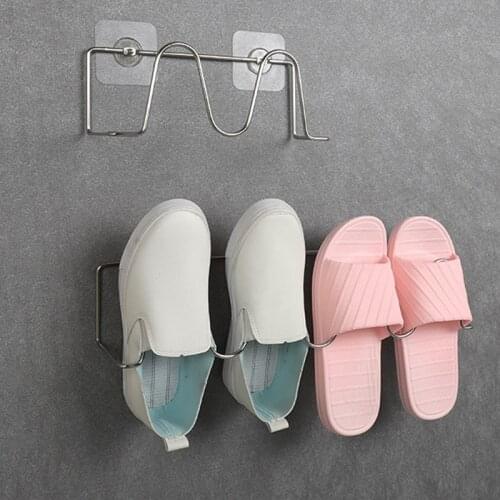 Stainless steel wall-mounted shoe rack home storage three-dimensional wall slippers shelf high heels sports shoes storage rac