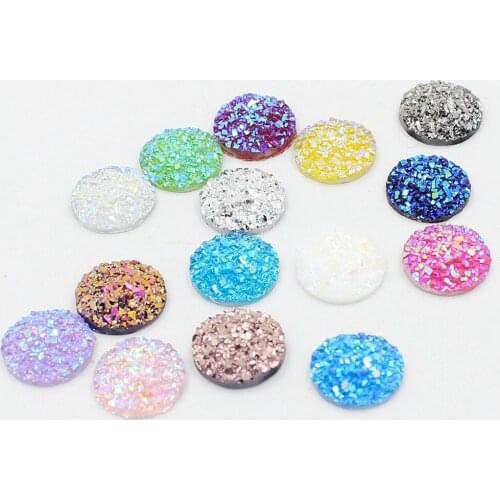 New 50pcs 12mm Multi AB color Ore surface Design Flatback Resin Heart Stone Beads,Rhinestones Embellishment DIY Decoration