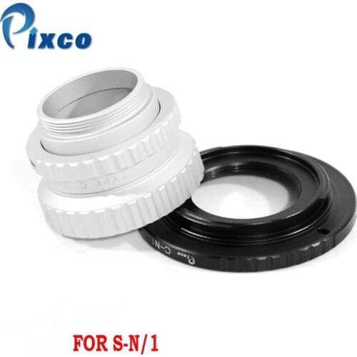Pixco S-N/1 Lens Adapter Suit for S Mount Lens to C Mount Camera + For C Mount Film Lens to Nikon 1 Camera