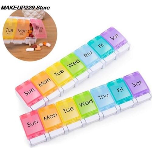 Durable 7 Day Weekly Pill Medicine Storage Box Portable Practical Multi-functional Tablet Rainbow Organizer Case Splitter Hot