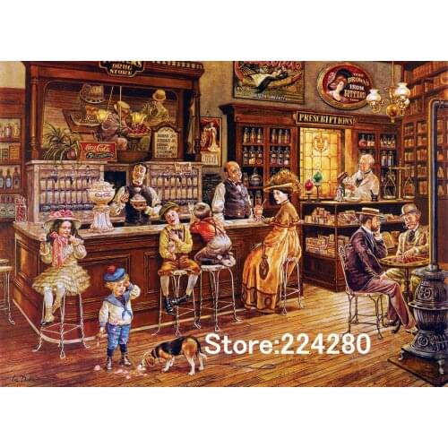 Needlework,Lively Pub Child Play Cross sttich Handmade 14CT Counted Canvas DIY,Cross-stitch kits,Embroidery Art Home Decor