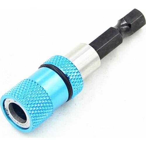 Blue 1/4 Hex Shank Electric Drill Magnetic Screwdriver Bit Holder 60mm Stainless Steel magnetism limit adjustable extension bar