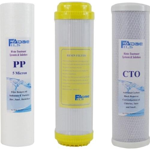 Replacement Filter sets 10"x2.5" PP Sediment, Softener Resin and Coconut Carbon Filter universal model