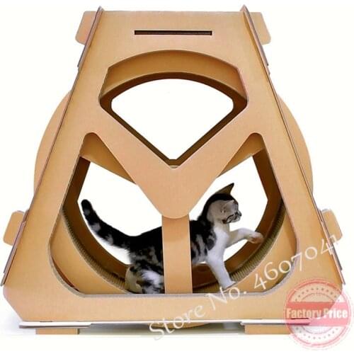 Waterwheel Cat Sports Treadmill Corrugated Paper Cat Wheel Climber Pet Furniture Scratcher Cardboard Cat Playground Toys
