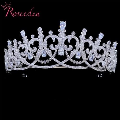 Tear-ship Rhinestones Cubic Zirconia Wedding Tiara Hair Jewelry CZ Bridal Queen Princess Pageant Bridal Crown Bridesmaids RE3636