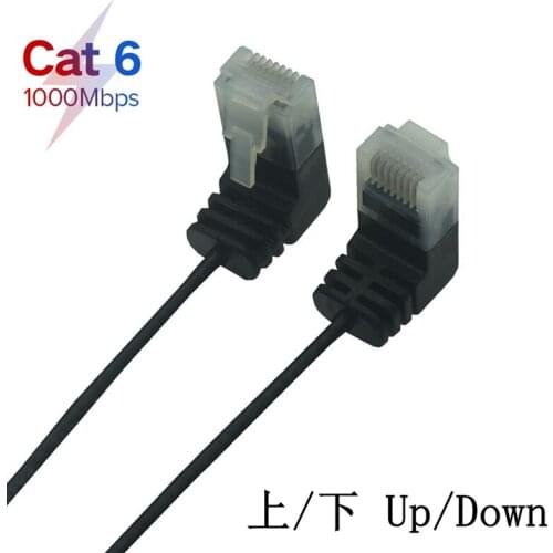 Ultra Slim Cat6 Ethernet Cable RJ45 Right Angle UTP Network Cable Patch Cord 90 Degree Up Down Angled Cat6a Lan Cable 25cm 1m 3m