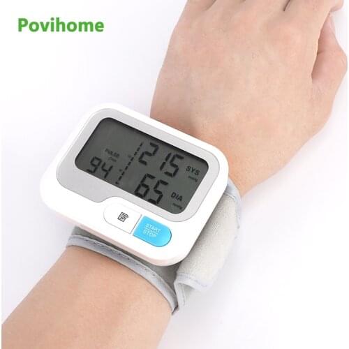 1Set Povihome Wrist Blood Pressure Monitor Automatic Tonometer Tensiometer Heart Rate Pulse Meter BP Monitor Sphygmomanometer