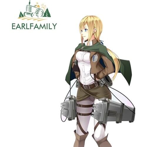 EARLFAMILY 13cm x 7.4cm Beauty Car Sticker for Attack on Titan Girl Graphics Decals Laptop Refrigerator Trunk Vinyl Car Wrap