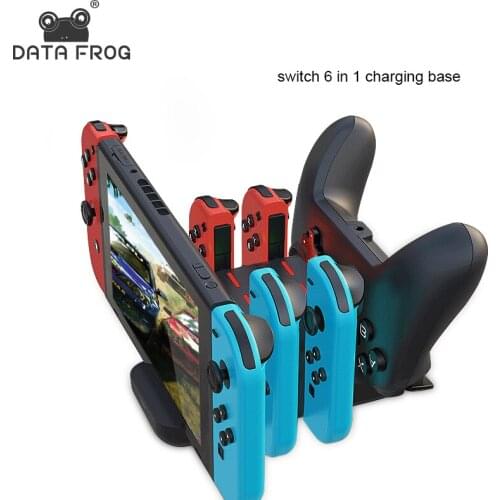 Data Frog Charging Base Charger for Joy-Con Nintendo Switch Charging Grip Support Charging and Playing 6-in-1 Charger For Switch