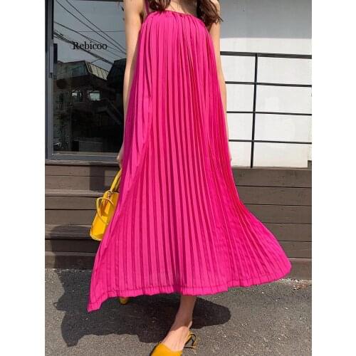 Rebicoo Summer Fashion Streetwear Sexy Strapless Pleated Chiffon Dress Women Holiday Beach Dress