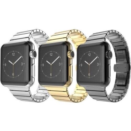 ZJ Stainless Steel Link Band For Apple Watch Series 5 4 3 2 1 Bracelet Butterfly Buckle Strap For iWatch 40mm 44mm 38mm 42mm