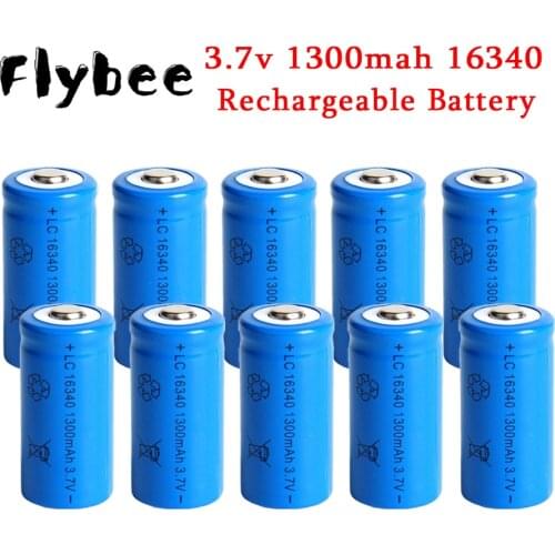 1300mAh 3.7V Li-ion Rechargeable 16340 Batteries CR123A Battery For LED Flashlight Travel Wall Charger For 16340 CR123A Battery