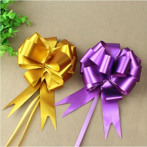 30pcs Charming 30mm Gold/Purple Pull Bow Flowers Gift Packing Wedding Car Room door handle Decoration