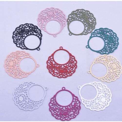 50pcs AC7642 20*22mm Brass Laser cut Thin Charms Silver Color Charm DIY Jewelry Earring Making