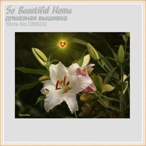 White Lily flowers Diy diamond painting cross stitch diamond embroidery needlework diamond mosaic House decoration SH61255