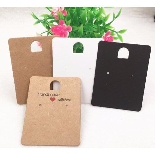 200Pcs 6.5x5cm Kraft Paper Ear Stud Hang Tag Jewelry Display Card Earring Kraft Paper Tag Ear Ring Paper Hang Price Tag