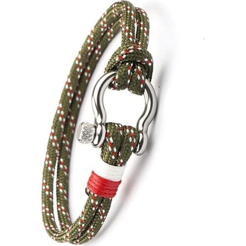 Charm Paracord Bracelet Navy Style Braided Rope metal Buckles Survival Bracelets for Men Women Pulseras