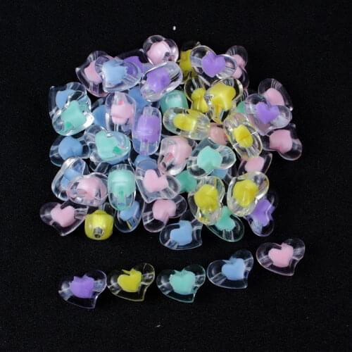 21mm 20/40Pcs Acrylic Spacer Beads Love Heart Shape Transparent Loose Beads for Diy Necklace Bracelet Jewelry Crafts Accessories