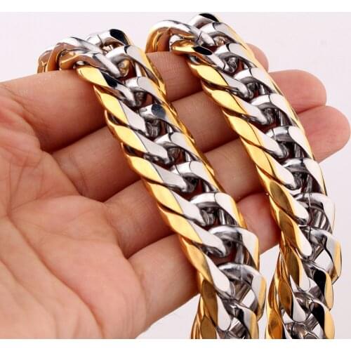Fashion Jewelry 13mm Mens/Women Necklaces Chains Stainless Steel Gold Silver Color for Men Curb Cuban Xmas Jewelry