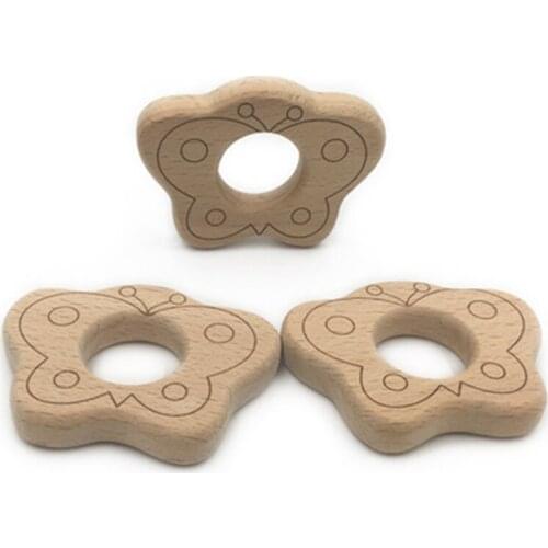 New 1pcs Baby Teether DIY Nursing Pendant Toys Cute Animal Shape Food Grade Materials Organic Chew Gift Wooden