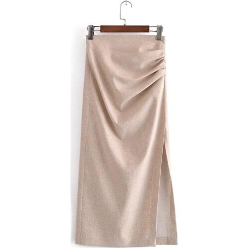 DOUJILI 2021 Fashion Women Spring And Summer Skirts Vintage Temperament High Waist Side Open Long Skirts