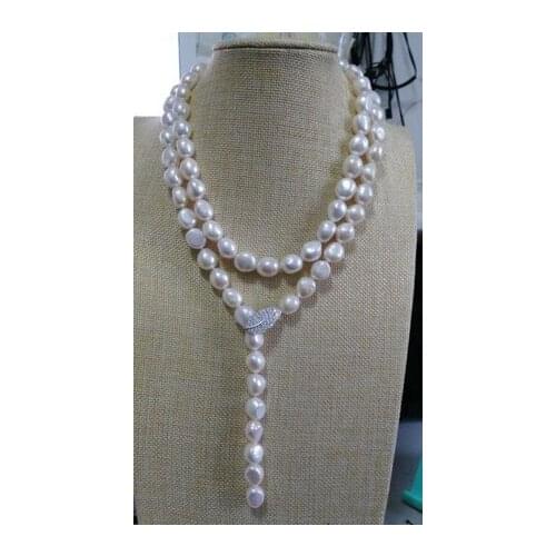 Elegant 12-13mm natural south sea baroque white pearl necklace 925s