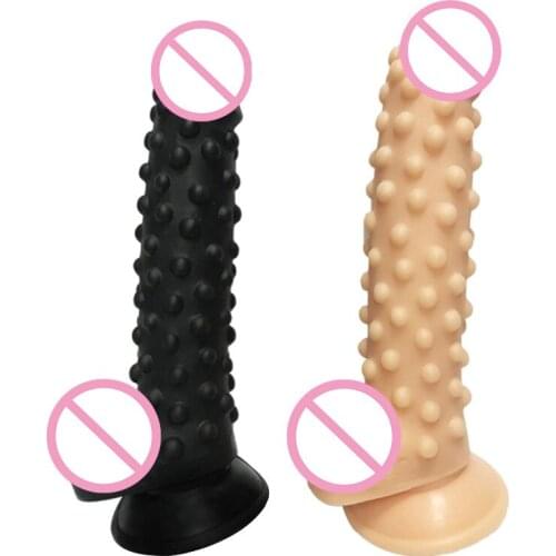 Large Spikes Dildo Womens Lifelike Dot Penis Masturbation Vaginal Massage Soft Comfort Particle Sucker Dildos Adult Sex Toys