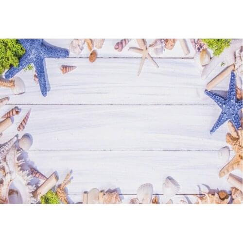 Ivory Wooden Board Backdrop Starfish Shell Photography Background Celebration Photo Booth Studio Decor