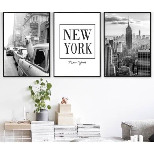 Llama in a taxi on Times Square Canvas Print and Poster Vintage llama Print New York City Photo Picture Wall Art Home Decoration